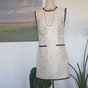 NWT Elie Tahari Cream Brocade Mini Dress with Black Accents XS